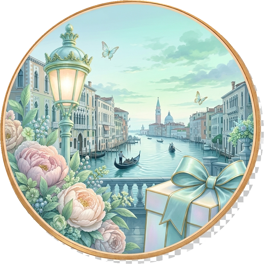 Venice scene with gift box